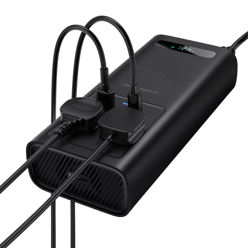 Automobilio įtampos keitiklis nuo 12V iki 230V 500W EU ir CN kištukas