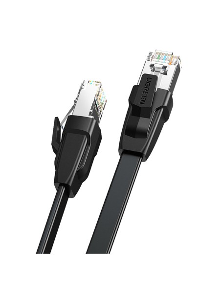 Plokščias pataisymo laido kabelis LAN Ethernet kabelis Cat.8 U/FTP 1m juodas Plokščias pataisymo laido kabelis LAN Ethernet kabelis Cat.8 U/FTP 1m juodas