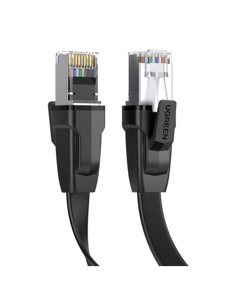 Plokščias pataisymo laido kabelis LAN Ethernet kabelis Cat.8 U/FTP 1m juodas Plokščias pataisymo laido kabelis LAN Ethernet kabelis Cat.8 U/FTP 1m juodas