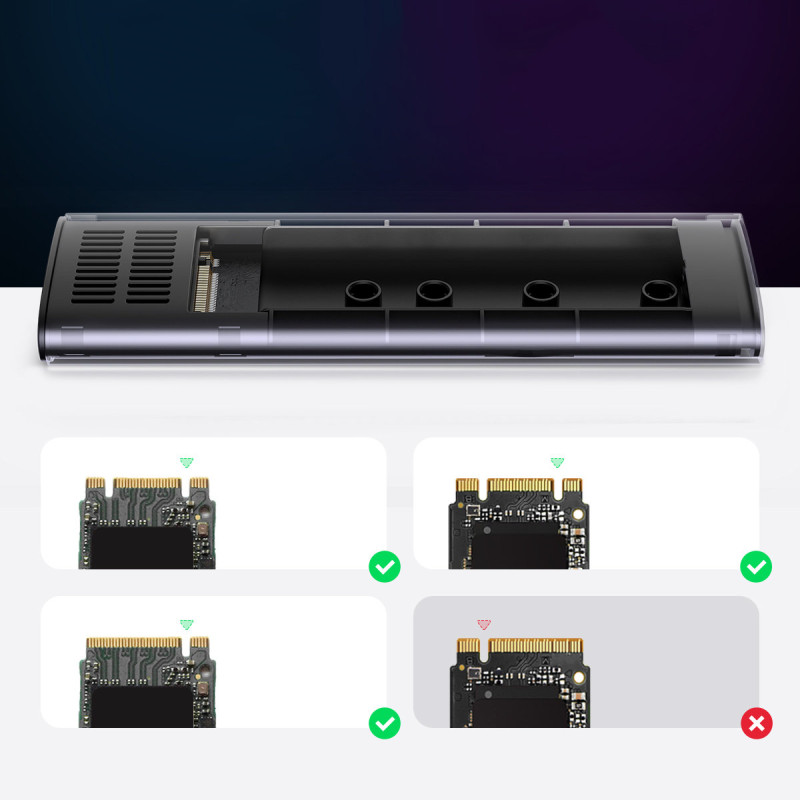 Kišeninis dėklas SSD M.2 USB 3.2 Gen 2 SuperSpeed USB 10Gbps pilkas