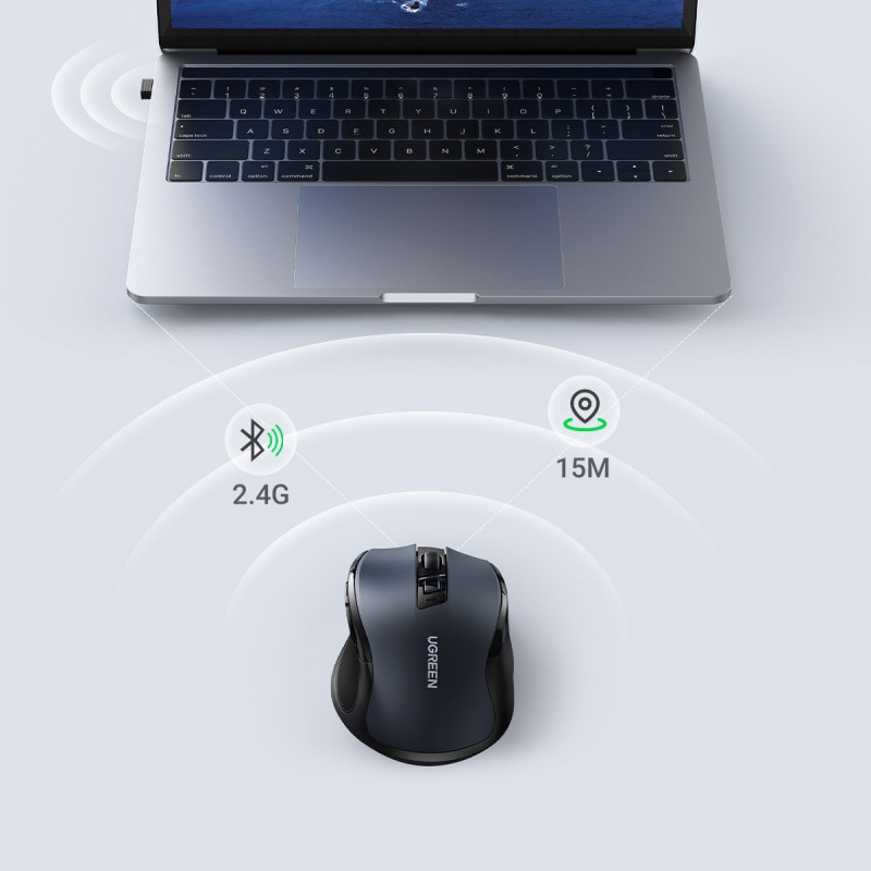 Ergonomiška USB optinė belaidė pelė 2.4GHz 4000DPI juoda