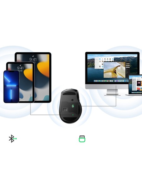 Ergonomiška USB optinė belaidė pelė 2.4GHz 4000DPI juoda Ergonomiška USB optinė belaidė pelė 2.4GHz 4000DPI juoda