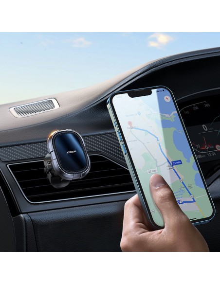 Pilkas magnetinis automobilinio telefono laikiklis ventiliacijos grotelėms Pilkas magnetinis automobilinio telefono laikiklis ventiliacijos grotelėms