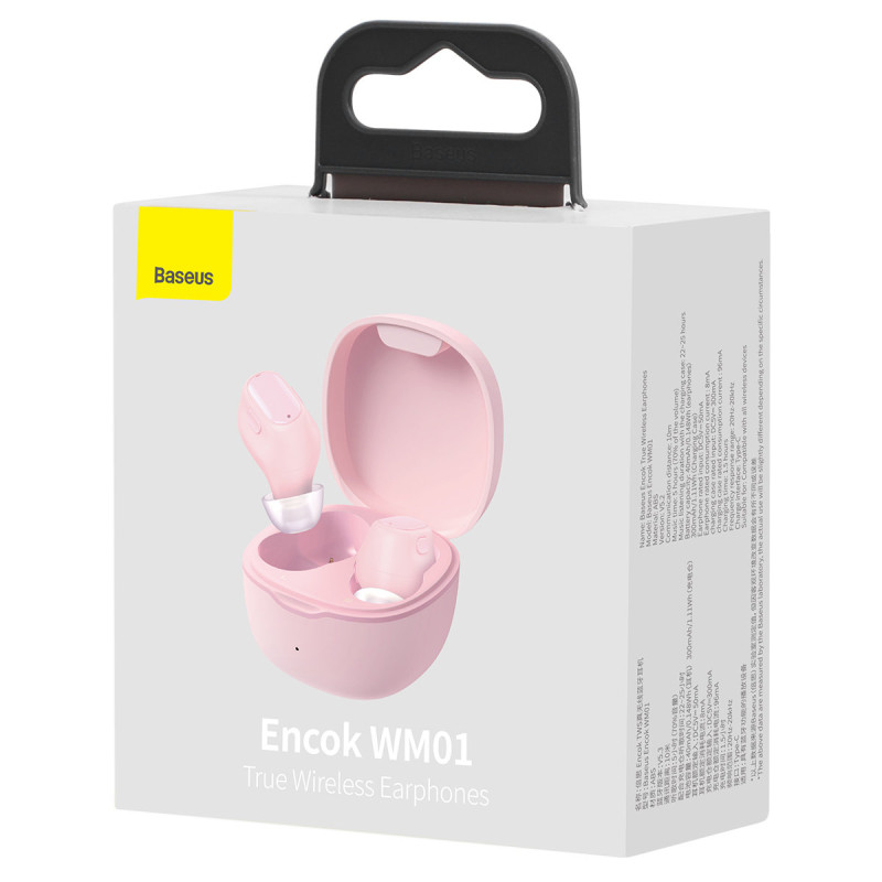 Encok WM01 TWS Bluetooth 5.3 į ausis įdedamos belaidės ausinės rožinės spalvos