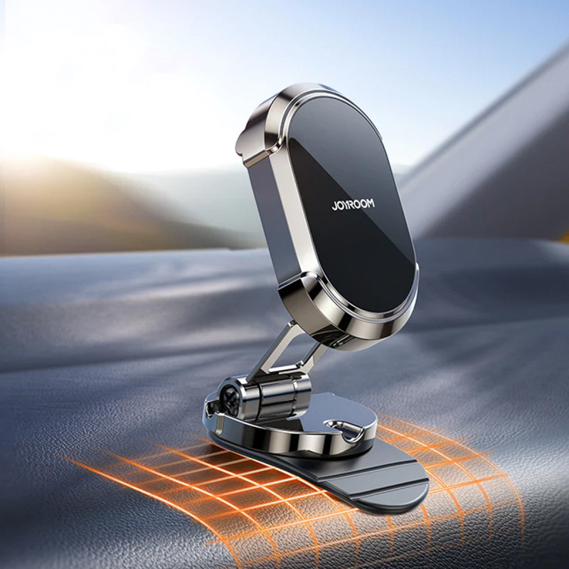 Magnetinis automobilio telefono laikiklis kabinos prietaisų skydeliui tamsiai pilkas