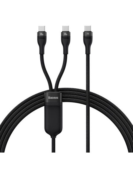Kabelio blykstės serija 2in1 USB-C 2xUSB-C 100W 1,5m juoda Kabelio blykstės serija 2in1 USB-C 2xUSB-C 100W 1,5m juoda