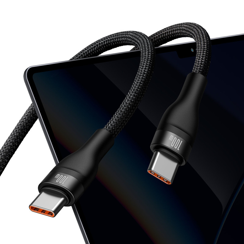 Kabelio blykstės serija 2in1 USB-C 2xUSB-C 100W 1,5m juoda