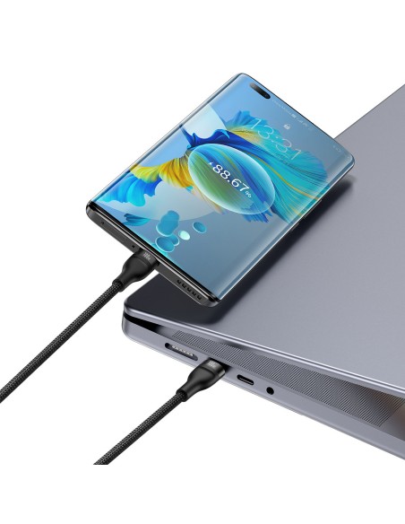 Kabelio blykstės serija 2in1 USB-C 2xUSB-C 100W 1,5m juoda Kabelio blykstės serija 2in1 USB-C 2xUSB-C 100W 1,5m juoda