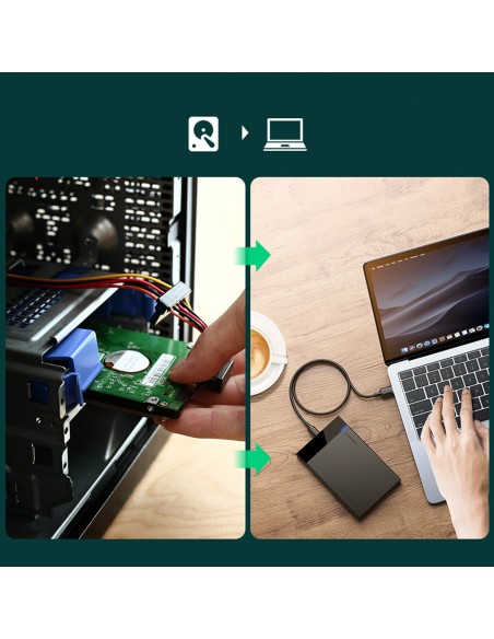 Juodos spalvos SATA 2,5 colio 6 TB USB-C 3.0 disko korpusas Juodos spalvos SATA 2,5 colio 6 TB USB-C 3.0 disko korpusas