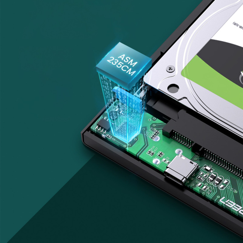Juodos spalvos SATA 2,5 colio 6 TB USB-C 3.0 disko korpusas