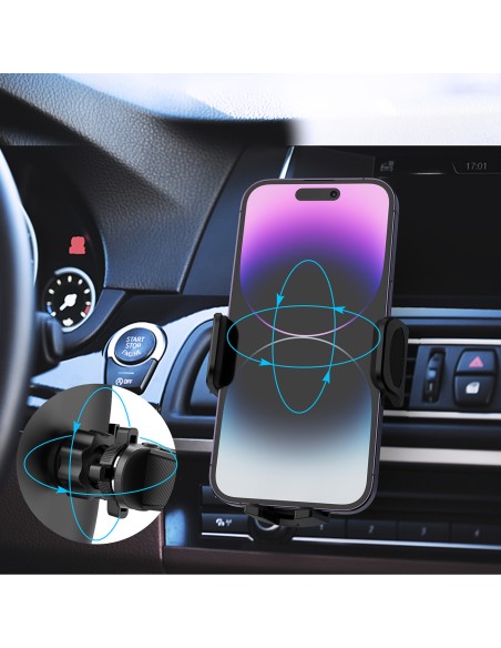 Telefono laikiklis oro išleidimo angai automobilio spaustuke juodas Telefono laikiklis oro išleidimo angai automobilio spaustuke juodas
