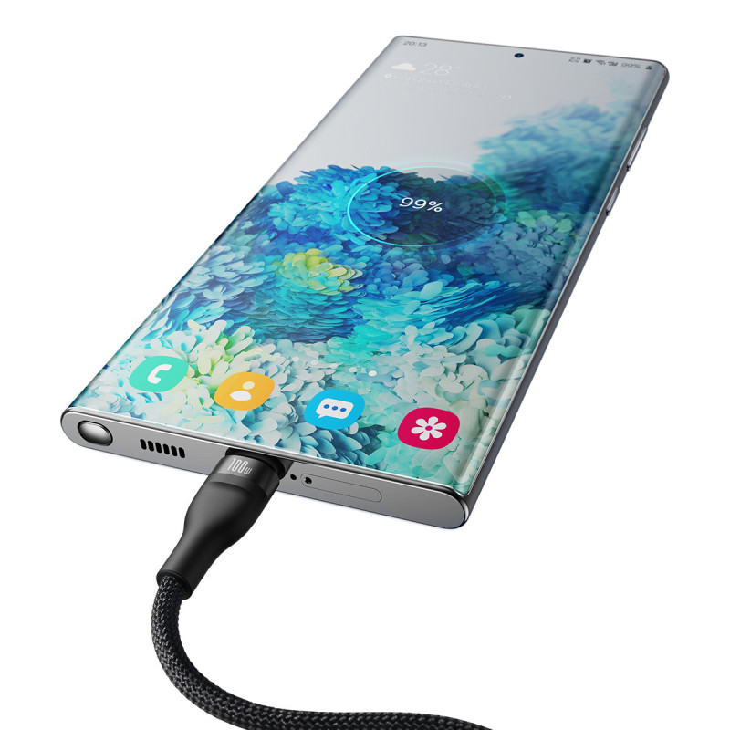 Kabelio blykstės serija 2in1 USB-C 2xUSB-C 100W 1,5m juoda