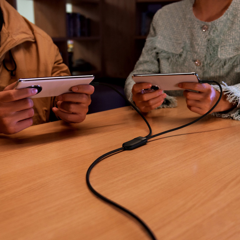 Kabelio blykstės serija 2in1 USB-C 2xUSB-C 100W 1,5m juoda