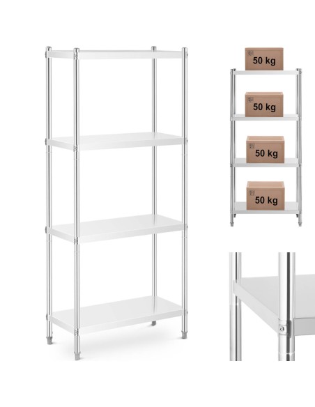 Metalinė gastronomijos laikymo lentyna iki 200 kg 80 x 40 x 180 cm