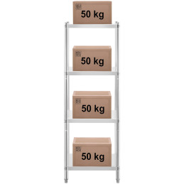 Metalinė gastronomijos laikymo lentyna iki 200 kg 60 x 60 x 180 cm