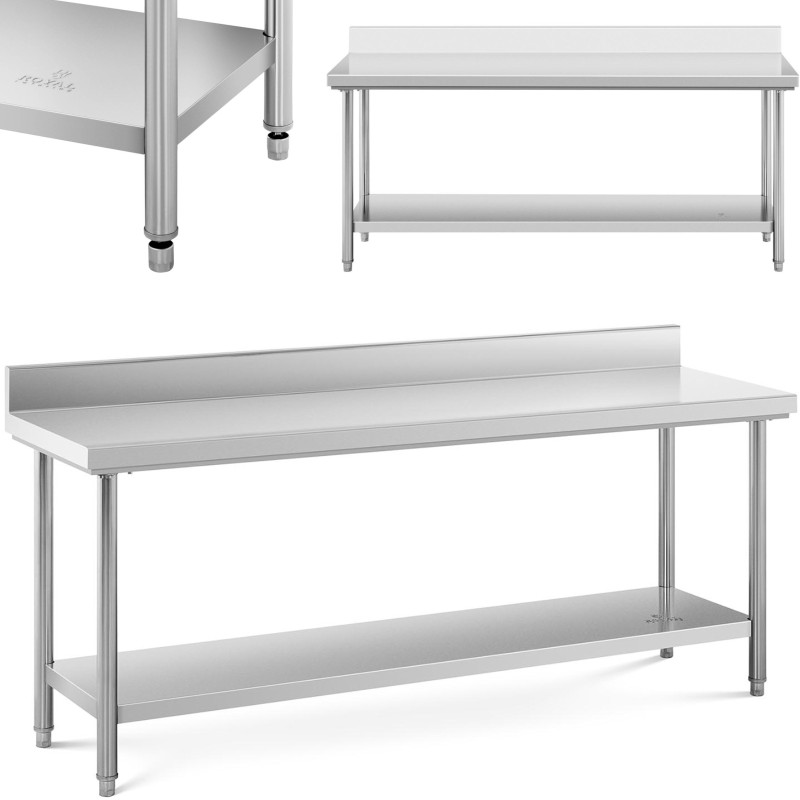 Gastronominis darbo stalas su apvadu ir lentyna PLIENAS 200 x 60 cm
