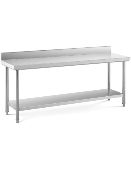 Gastronominis darbo stalas su apvadu ir lentyna PLIENAS 200 x 60 cm Gastronominis darbo stalas su apvadu ir lentyna PLIENAS 200 x 60 cm