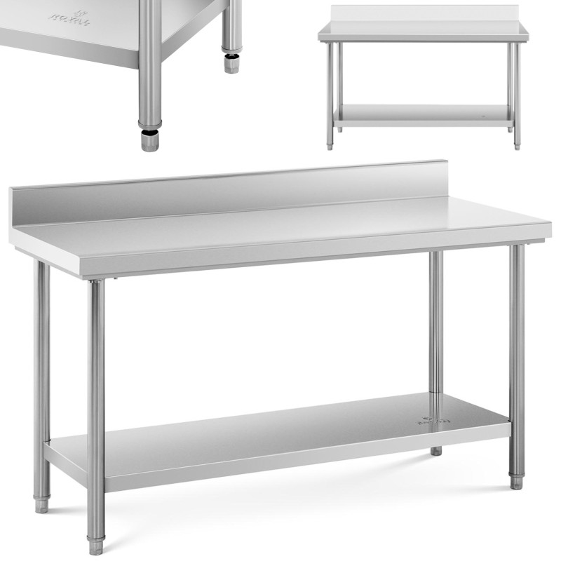 Gastronominis darbo stalas su apvadu ir lentyna PLIENAS 150 x 60 cm