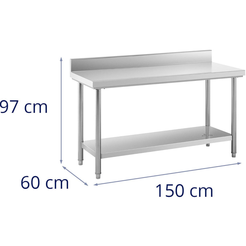 Gastronominis darbo stalas su apvadu ir lentyna PLIENAS 150 x 60 cm