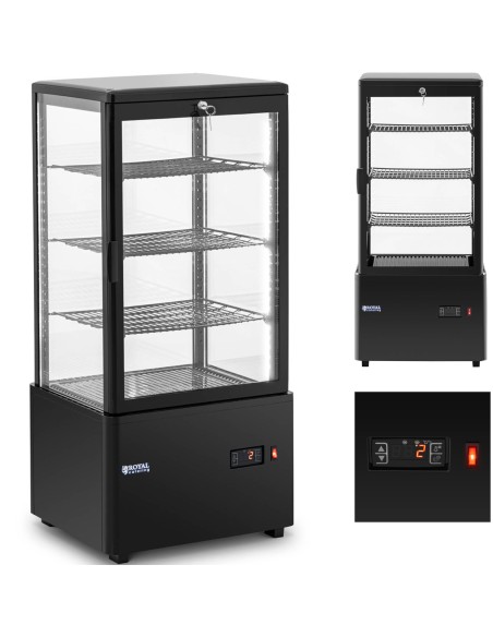 4 lygių įstiklinta šaldytuvo vitrina 78 l - juoda