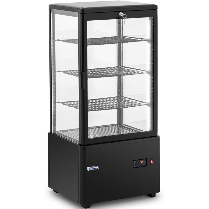 4 lygių įstiklinta šaldytuvo vitrina 78 l - juoda