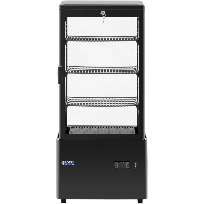 4 lygių įstiklinta šaldytuvo vitrina 78 l - juoda