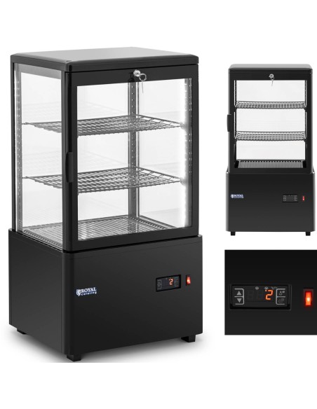 3 lygių įstiklinta šaldytuvo vitrina 58 l - juoda