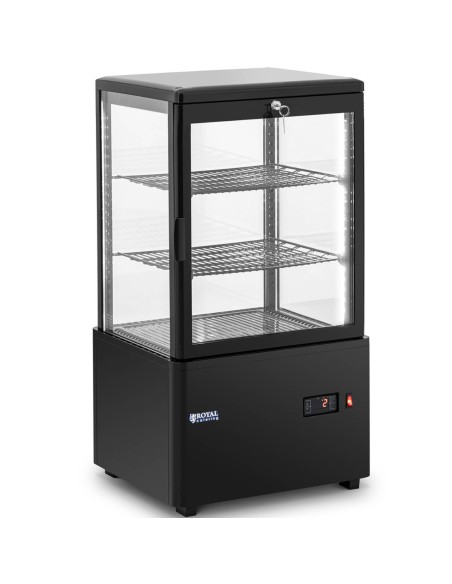 3 lygių įstiklinta šaldytuvo vitrina 58 l - juoda