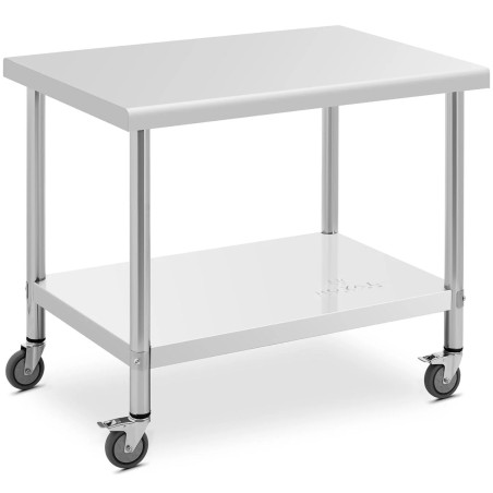 Metalinis gastronominis stalas ant ratukų su lentyna PLIENAS 70 x 100 cm Metalinis gastronominis stalas ant ratukų su lentyna PLIENAS 70 x 100 cm