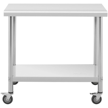 Metalinis gastronominis stalas ant ratukų su lentyna PLIENAS 70 x 100 cm Metalinis gastronominis stalas ant ratukų su lentyna PLIENAS 70 x 100 cm