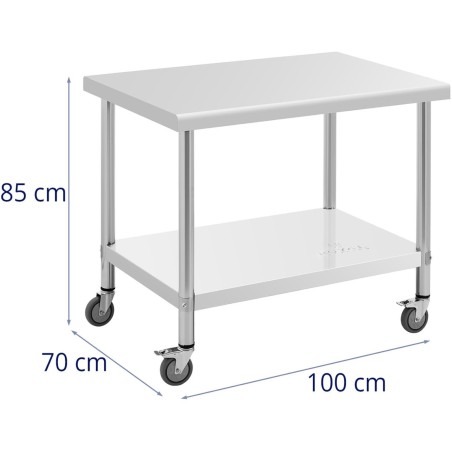 Metalinis gastronominis stalas ant ratukų su lentyna PLIENAS 70 x 100 cm Metalinis gastronominis stalas ant ratukų su lentyna PLIENAS 70 x 100 cm