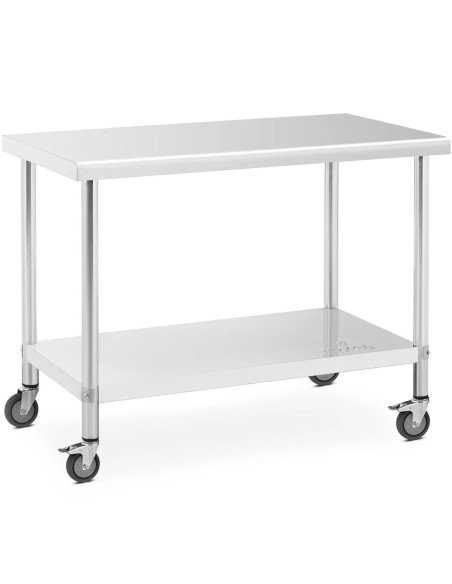 Metalinis gastronominis stalas ant ratukų su lentyna PLIENAS 60 x 120 cm Metalinis gastronominis stalas ant ratukų su lentyna PLIENAS 60 x 120 cm