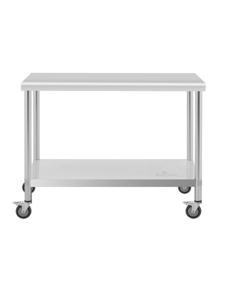 Metalinis gastronominis stalas ant ratukų su lentyna PLIENAS 60 x 120 cm Metalinis gastronominis stalas ant ratukų su lentyna PLIENAS 60 x 120 cm