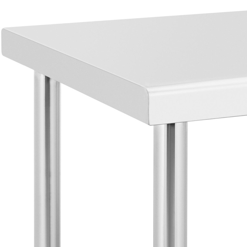 Metalinis gastronominis stalas ant ratukų su lentyna PLIENAS 60 x 120 cm