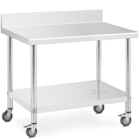 Metalinis gastronominis stalas ant ratų su lentyna ir ratlankiu PLIENAS 70 x 100 cm Metalinis gastronominis stalas ant ratų su lentyna ir ratlankiu PLIENAS 70 x 100 cm