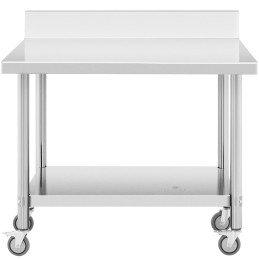 Metalinis gastronominis stalas ant ratų su lentyna ir ratlankiu PLIENAS 70 x 100 cm