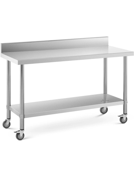 Metalinis gastronominis stalas ant ratų su lentyna ir ratlankiu PLIENAS 60 x 150 cm Metalinis gastronominis stalas ant ratų su lentyna ir ratlankiu PLIENAS 60 x 150 cm