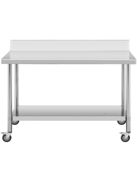 Metalinis gastronominis stalas ant ratų su lentyna ir ratlankiu PLIENAS 60 x 150 cm Metalinis gastronominis stalas ant ratų su lentyna ir ratlankiu PLIENAS 60 x 150 cm