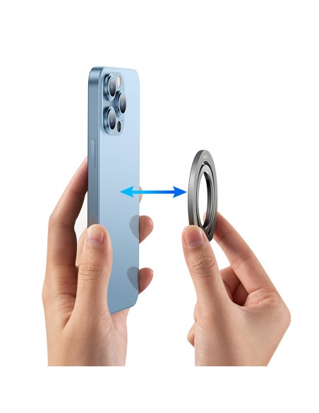 Magnetinis žiedo laikiklis Halo stovas telefonui pilkas Magnetinis žiedo laikiklis Halo stovas telefonui pilkas