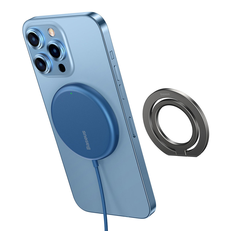 Magnetinis žiedo laikiklis Halo stovas telefonui pilkas