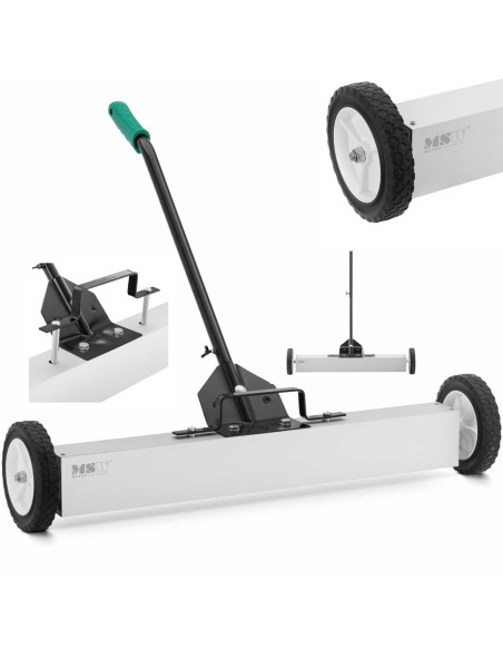 Magnetinė šluota nagų drožlių rinkimui ant ratukų, plotis 75 cm Magnetinė šluota nagų drožlių rinkimui ant ratukų, plotis 75 cm