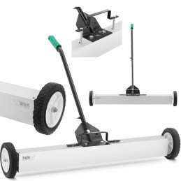 Magnetinė šluota nagų drožlių rinkimui ant ratukų, plotis 90 cm