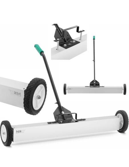 Magnetinė šluota nagų drožlių rinkimui ant ratukų, plotis 90 cm