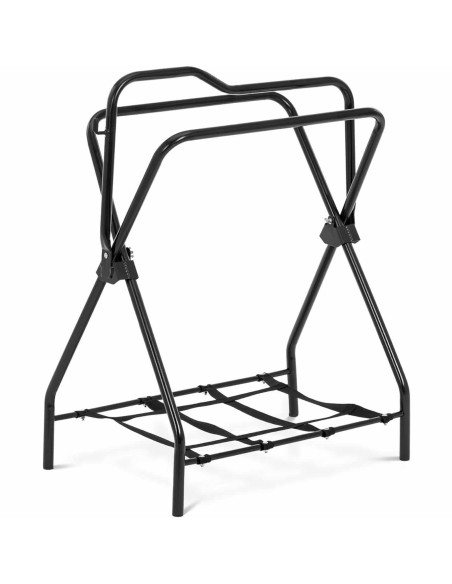 Sulankstomas metalinis balno stovas su lentyna iki 80 kg