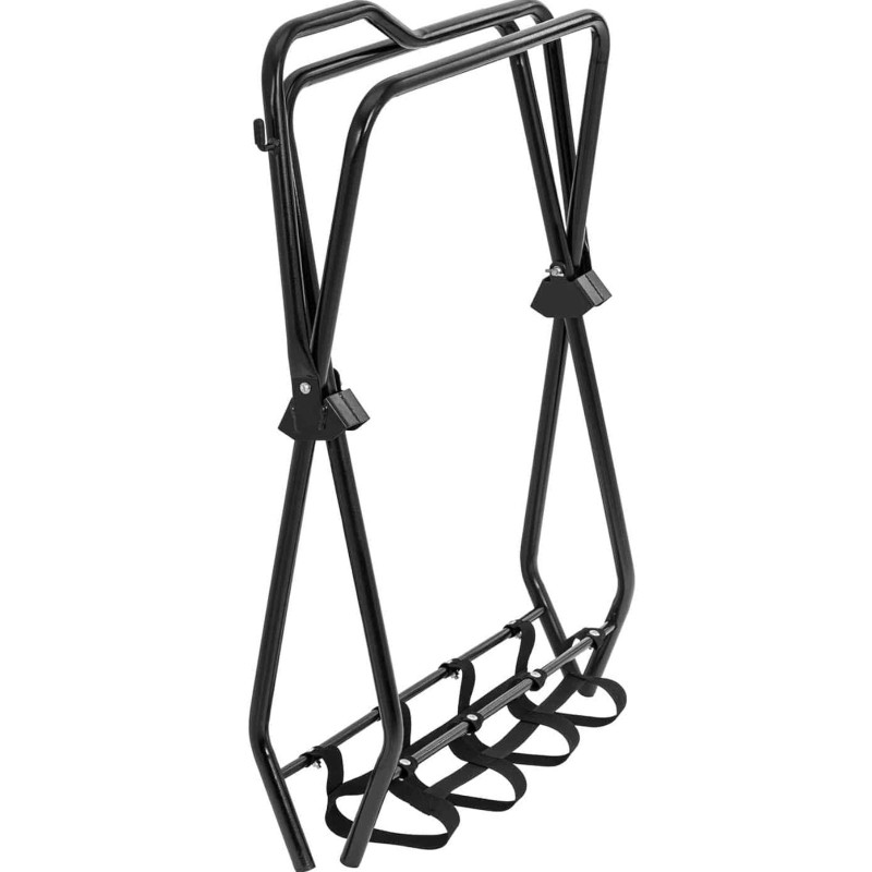 Sulankstomas metalinis balno stovas su lentyna iki 80 kg