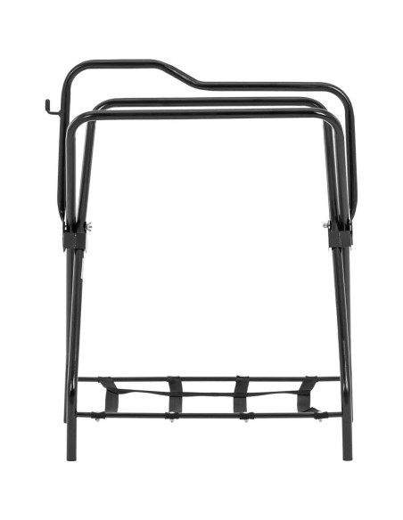 Sulankstomas metalinis balno stovas su lentyna iki 80 kg