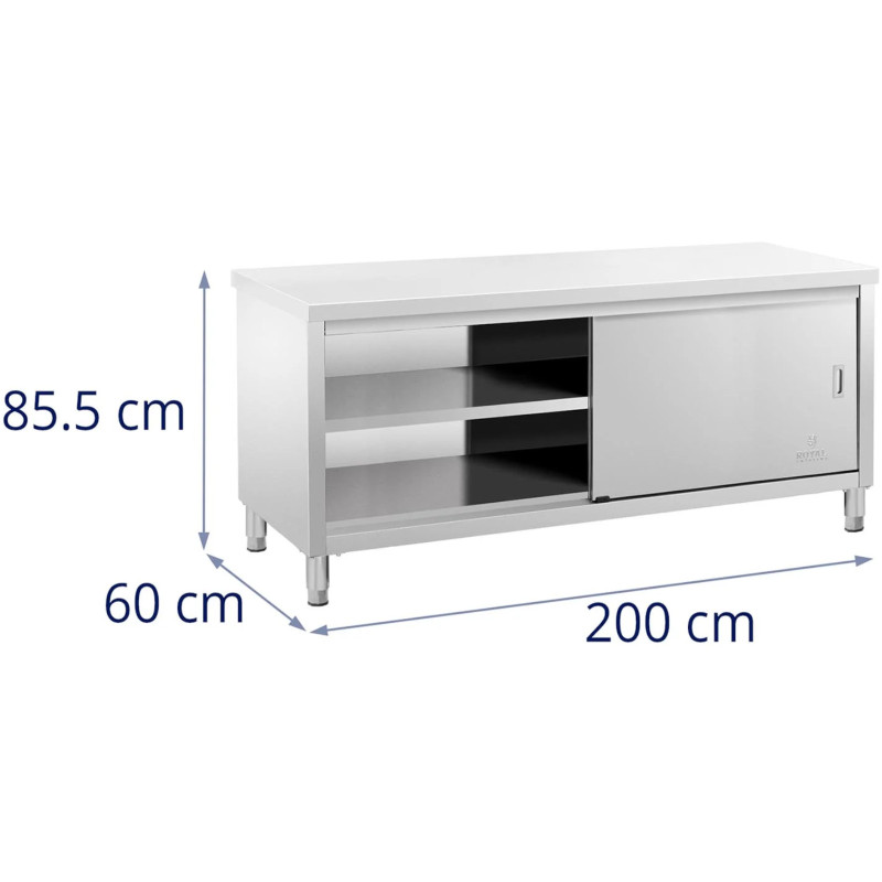 Centrinis stalviršis su stumdomų durų spintele 200 x 60 x 85,5 cm