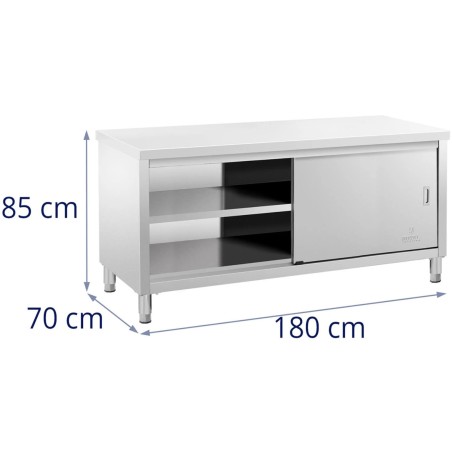 Stalas, centrinis stalviršis su spintele su stumdomomis durimis, 180 x 70 x 85 cm Stalas, centrinis stalviršis su spintele su stumdomomis durimis, 180 x 70 x 85 cm