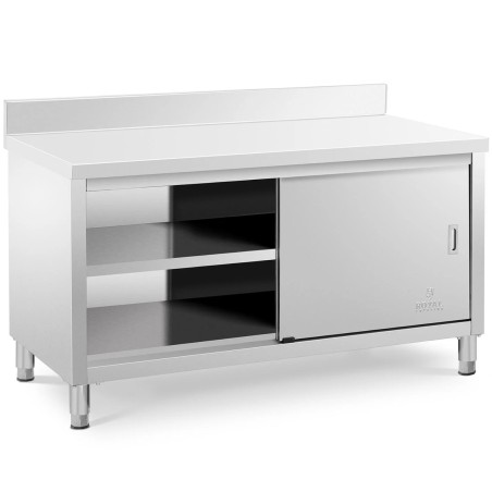 Stalas su sieniniu stalviršiu su spintele ir stumdomų durų apvadu, 150 x 70 cm Stalas su sieniniu stalviršiu su spintele ir stumdomų durų apvadu, 150 x 70 cm