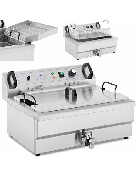 Žuvies spurgų traškučių gruzdintuvė su drenu 3000 W 16 L 230 V Žuvies spurgų traškučių gruzdintuvė su drenu 3000 W 16 L 230 V